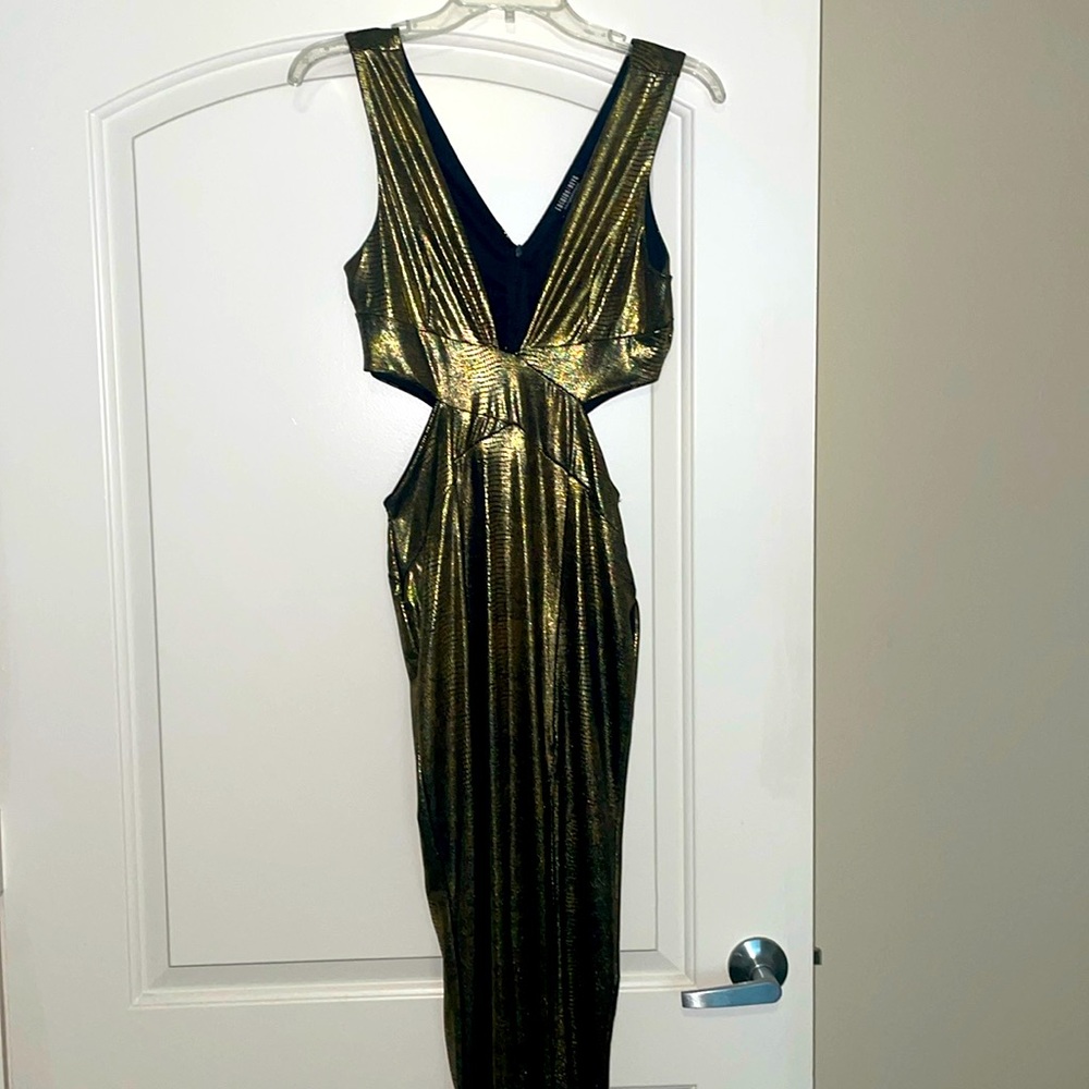 Worn Once Gold Birthday Maxi Dress with Front Slit